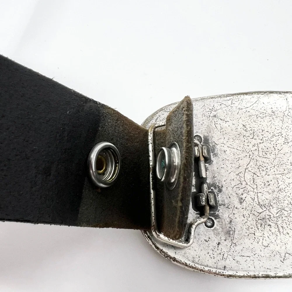 Vintage‎ Western Rodeo Bronco Rider Belt Buckle Two Tone Brass Cowboy Engraved